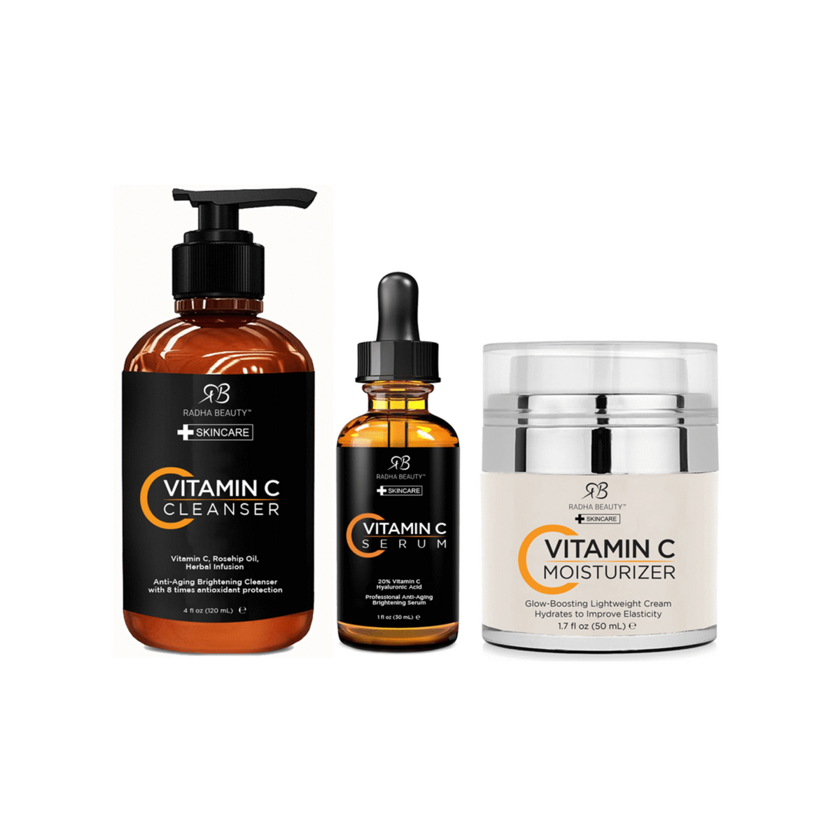 Radha Beauty Vitamin C Complete Facial Kit (Cleanser, Serum, Moisturiz