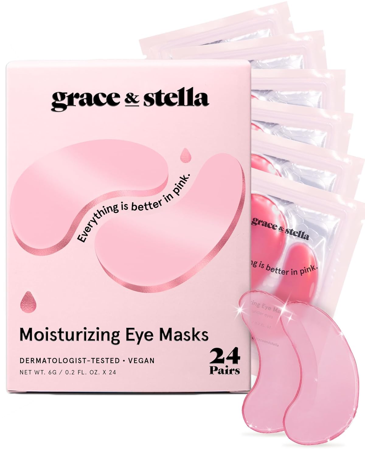 GRACE & STELLA  - EVERYTHING IS BETTER IN PINK MOISTURIZING EYE MASKS
