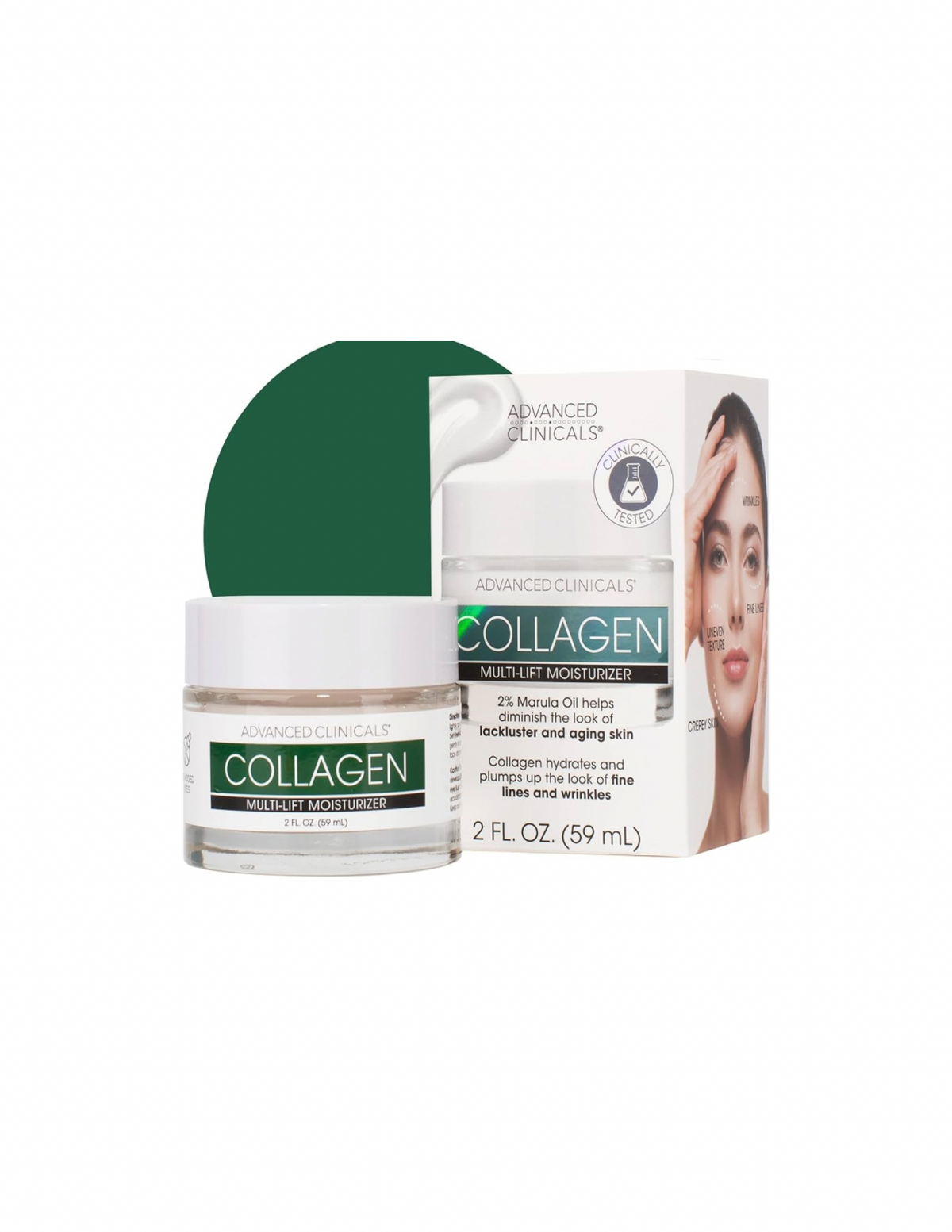 Advanced Clinicals Collagen Cream Gel-Like Facial Lotion | Collagen Peptide + Hyaluronic Acid Moisturizer For Face 2 0z
