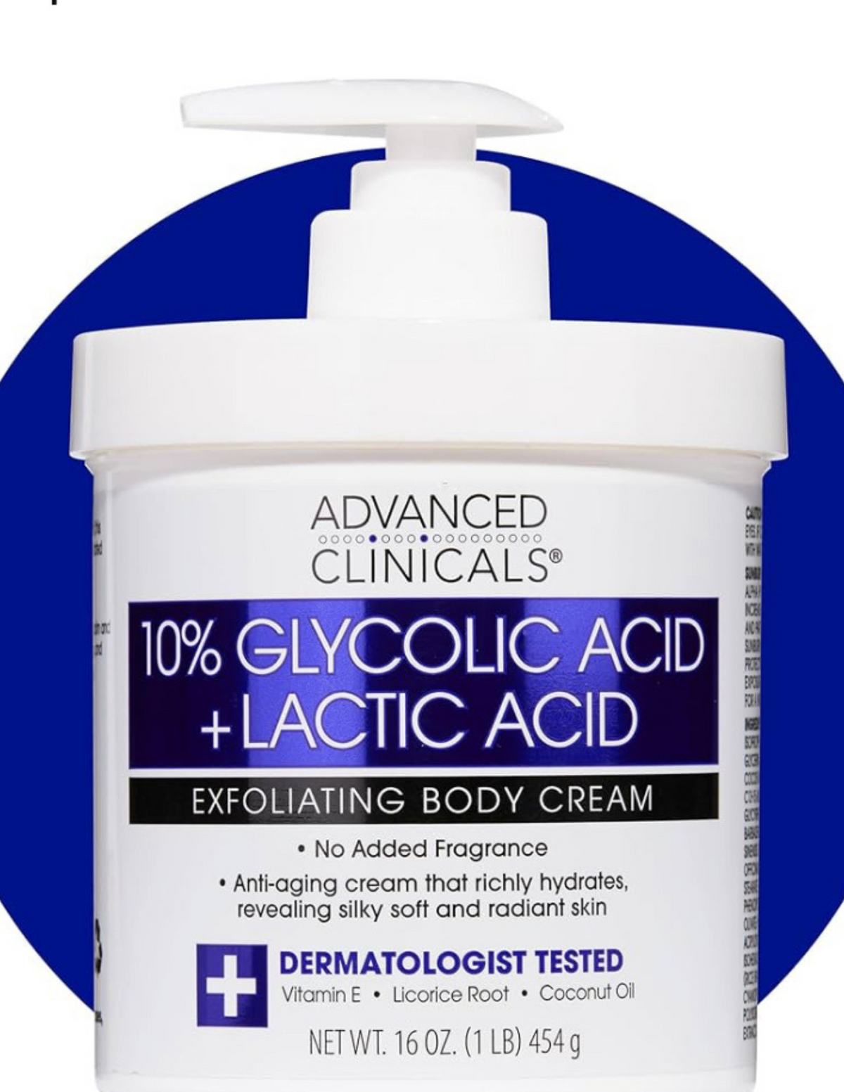 Advanced Clinicals 10% Glycolic Acid + Lactic Acid Lotion Exfoliant Moisturizing Cream With Hyaluronic Acid Moisturizer | AHA Exfoliating Body Cream I