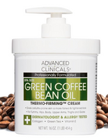 Advanced Clinicals Green Coffee Bean Thermo - Firming Body Lotion | Caffeine Infused Collagen Cream Moisturizer & Body Cream For Women, Stomach, Legs, & To Improve Look Of Textured Crepey Skin, 16 Oz