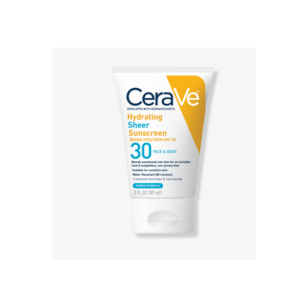 Cerave Hydrating Sheer Sunscreen Spf 30 face and body